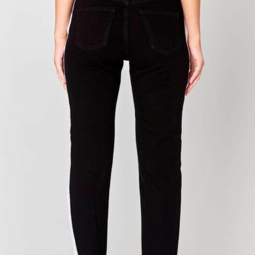 LF Carmar black and white zip up straight leg jean - Picture 5 of 7